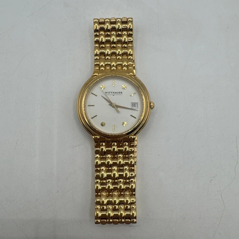 VTG Wittnauer Cosmopolitan Gold Tone Date Wristwatch Tested Working